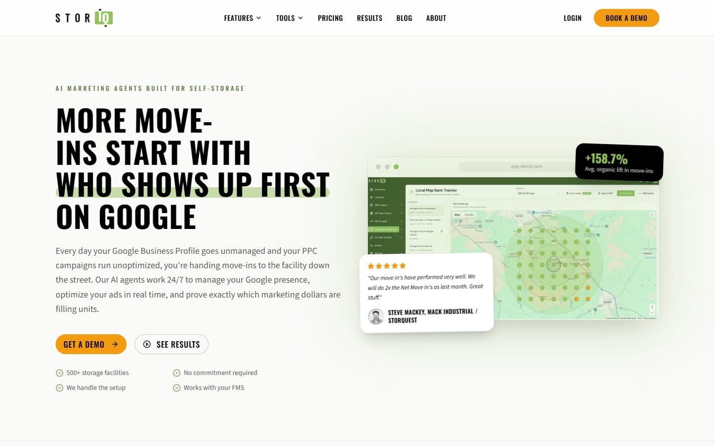 StorIQ website home page